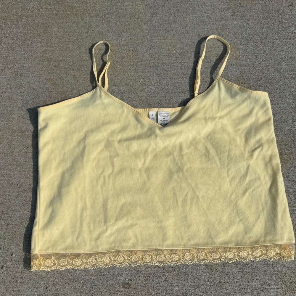 Vintage Twiggy Fleece Y2K‎ Spaghetti Strap Yellow Camisole Medium